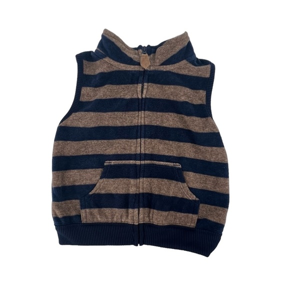 just one you By Carter’s Blue Brown Fleece Vest and Jogger Set Size 12 Months - Picture 3 of 9